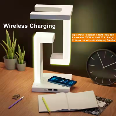 LED Levitation Desk Lamp with 10W Wireless Charger – Dimmable Night Light