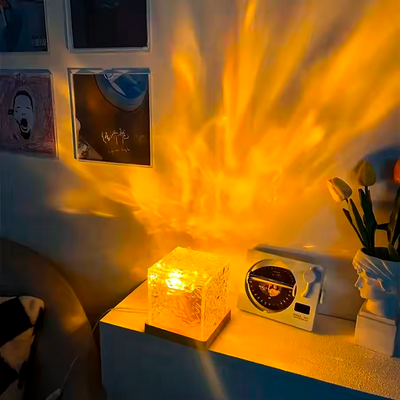 Water Ripple Projector Night Light | 3/16 Colors Flame Crystal Lamp