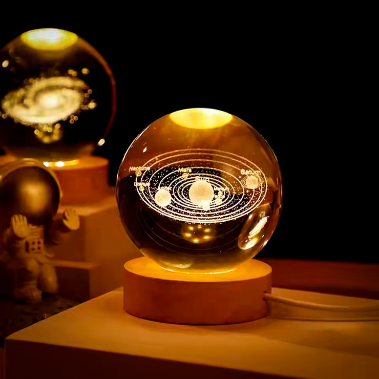 3D Crystal Galaxy Lamp | Planetary Projection Night Light
