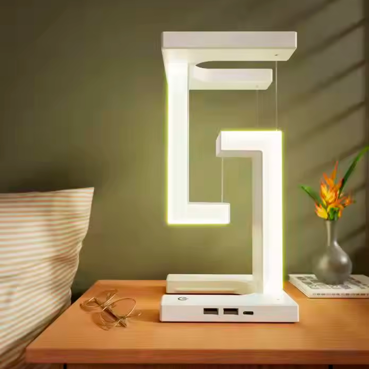 LED Levitation Desk Lamp with 10W Wireless Charger – Dimmable Night Light